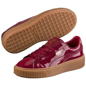 Puma Patent Leather Platform Basket Sneakers